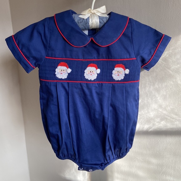 the smocking place Other - Beautiful navy blue and red Santa bubble size 18 mo